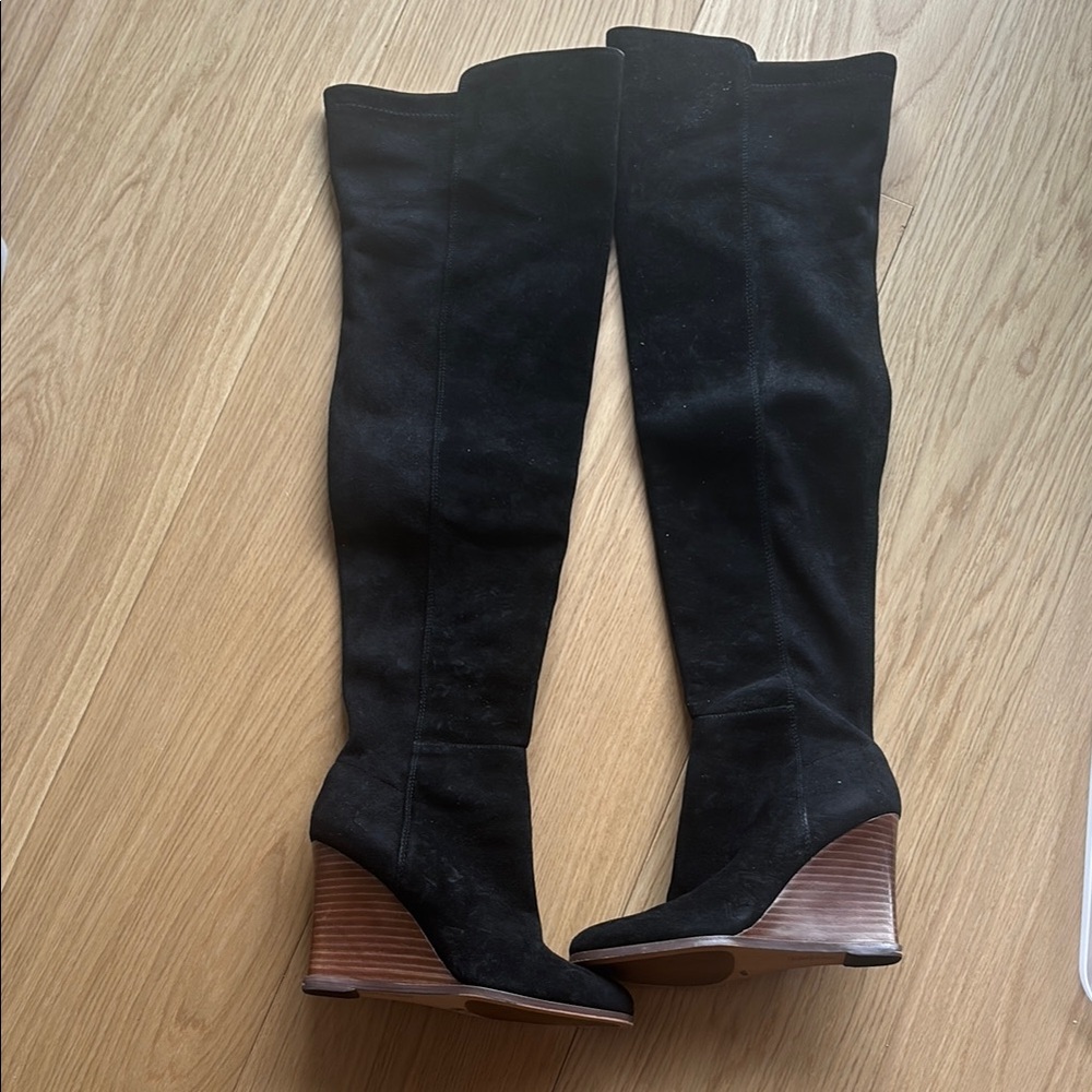 Vince Camuto Black Over-the-Knee Wedge Boots